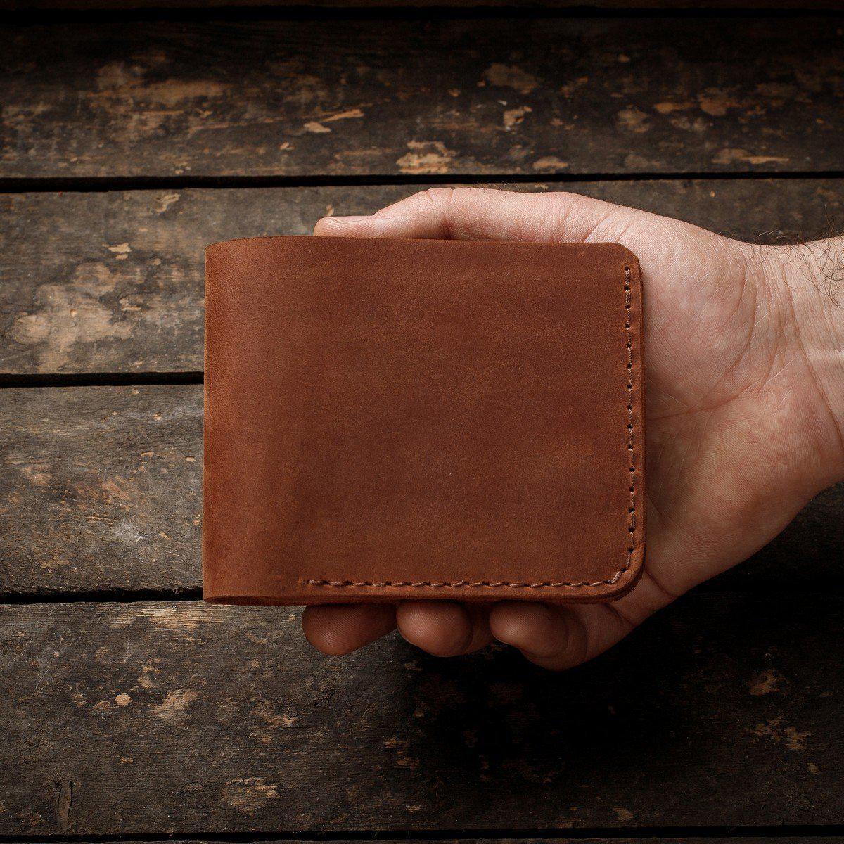 Гаманець ручної роботи з гравіюванням байка, іменний гаманець чоловічий