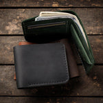 Іменний чоловічий шкіряний гаманець ручної роботи з гравіюванням "Вовк"-Wallet mini-Gravyar-Чорний-Без пакування-BL
