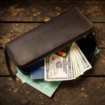 Шкіряний жіночий клатч на блискавці, гаманець з гравіюванням "Троянди"-Travel wallet-Gravyar-Марсала-Без пакування-BL